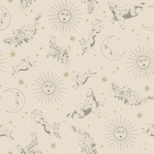 York Wallcoverings RoomMates Zodiac Dreams Linen Peel and Stick Wallpaper Modern Outer Space Neutrals  Wallpaper - RMK12752PLW