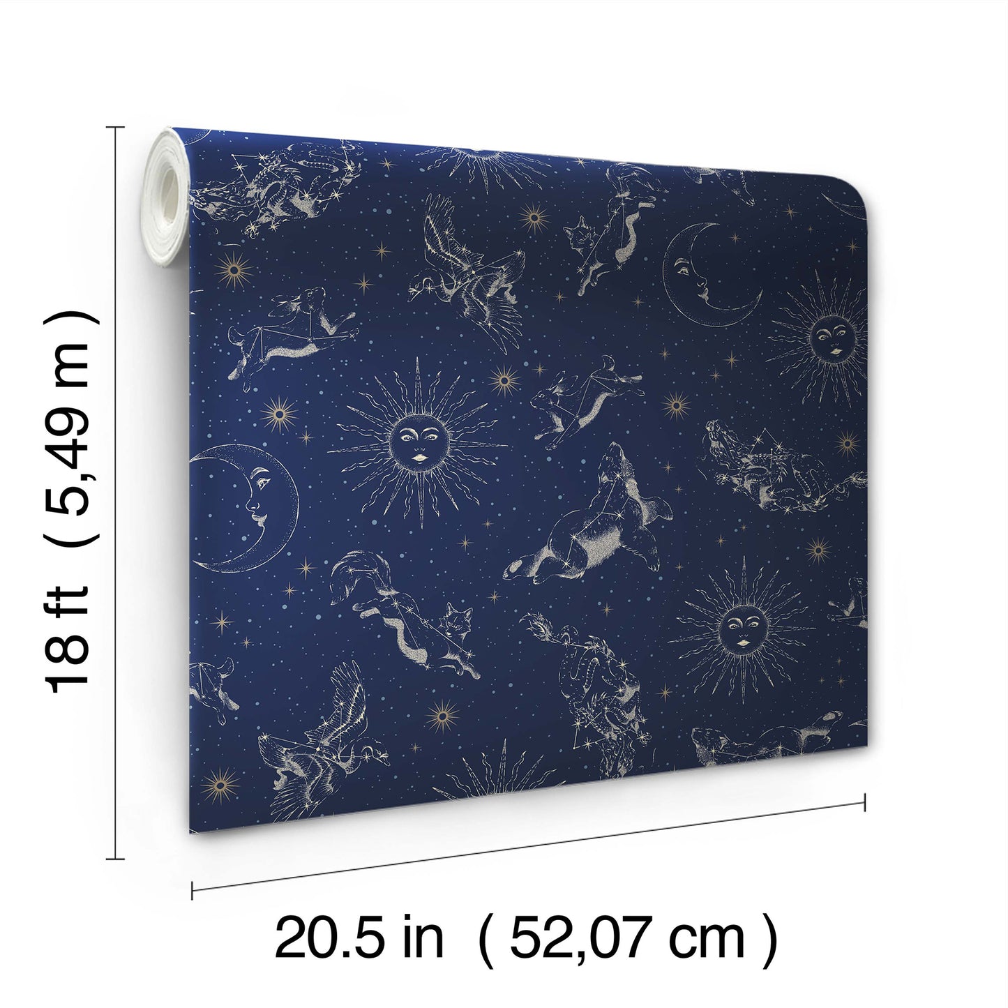 York Wallcoverings RoomMates Zodiac Dreams Navy Peel and Stick Wallpaper Modern Outer Space Blues  Wallpaper - RMK12753PLW