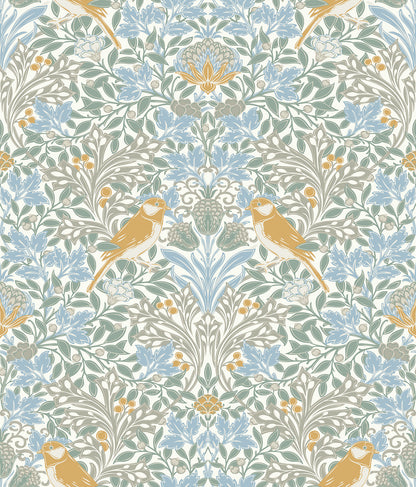 York Wallcoverings RoomMates Garden Aviary Sky Blue Peel and Stick Wallpaper Traditional Animals Blues  Wallpaper - RMK12754PLW