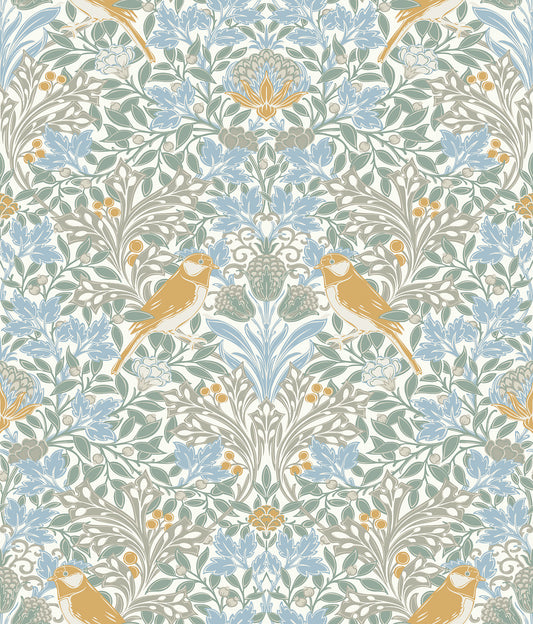 York Wallcoverings RoomMates Garden Aviary Sky Blue Peel and Stick Wallpaper Traditional Animals Blues  Wallpaper - RMK12754PLW