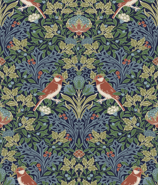 York Wallcoverings RoomMates Garden Aviary Jewel Peel and Stick Wallpaper Traditional Animals Blues  Wallpaper - RMK12755PLW