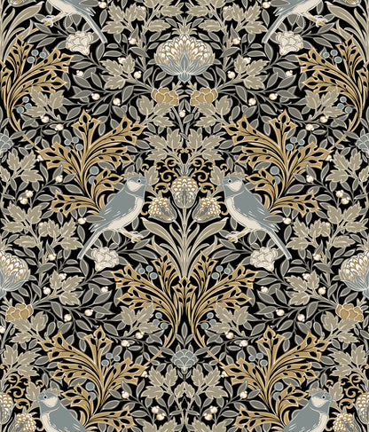 York Wallcoverings RoomMates Garden Aviary Black Peel and Stick Wallpaper Traditional Animal Print Blacks  Wallpaper - RMK12756PLW