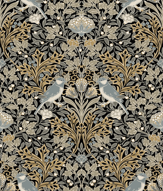York Wallcoverings RoomMates Garden Aviary Black Peel and Stick Wallpaper Traditional Animal Print Blacks  Wallpaper - RMK12756PLW