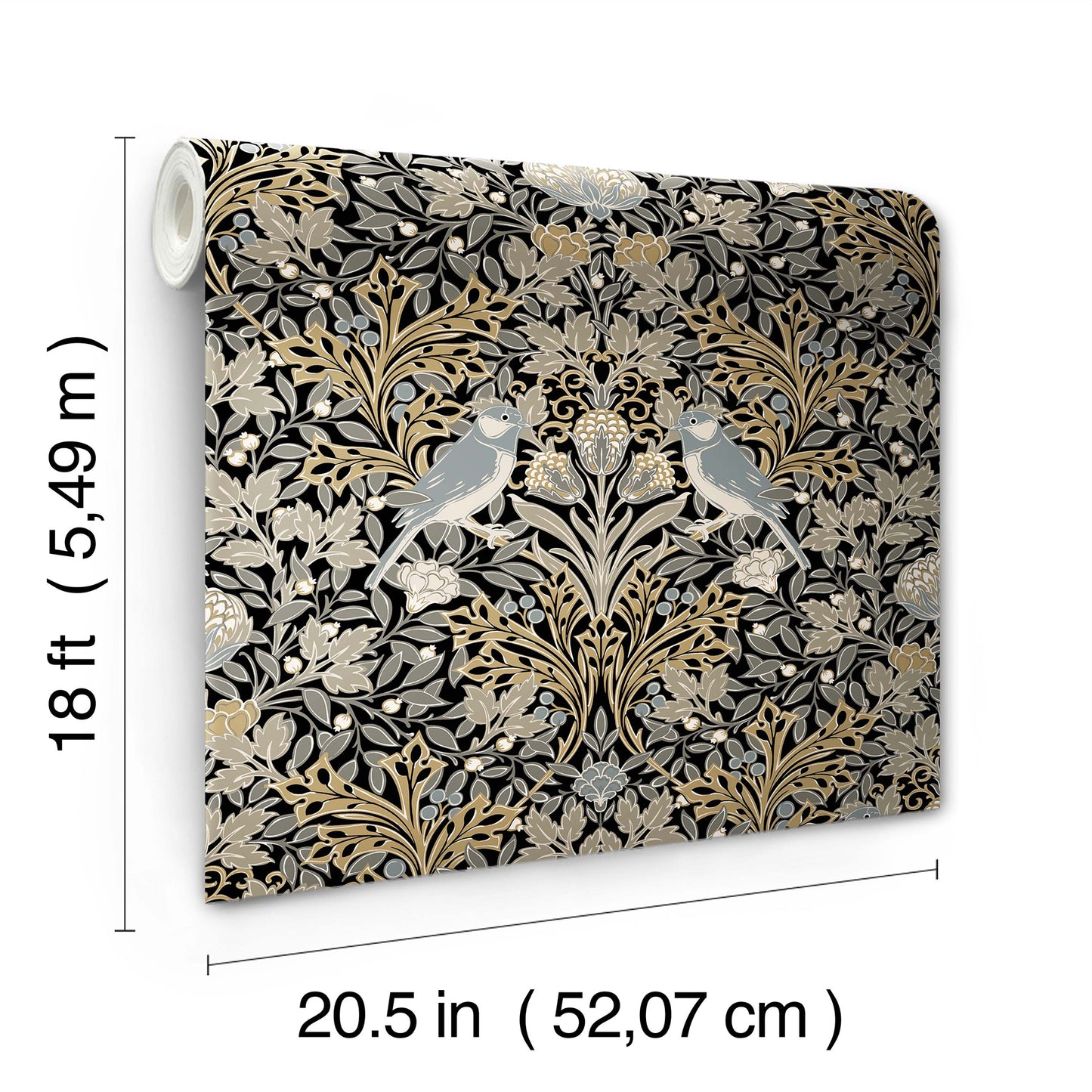 York Wallcoverings RoomMates Garden Aviary Black Peel and Stick Wallpaper Traditional Animal Print Blacks  Wallpaper - RMK12756PLW