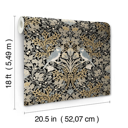 York Wallcoverings RoomMates Garden Aviary Black Peel and Stick Wallpaper Traditional Animal Print Blacks  Wallpaper - RMK12756PLW