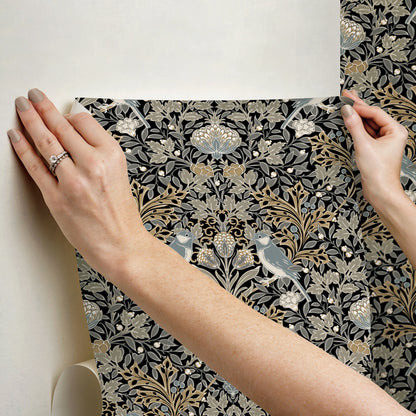 York Wallcoverings RoomMates Garden Aviary Black Peel and Stick Wallpaper Traditional Animal Print Blacks  Wallpaper - RMK12756PLW