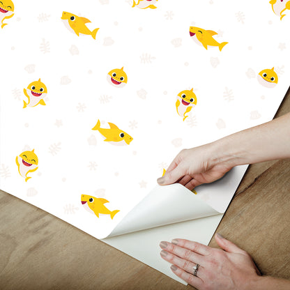 York Wallcoverings RoomMates Baby Shark Cream Peel and Stick Wallpaper Kids Animals Whites and Off-Whites  Wallpaper - RMK12763PLW