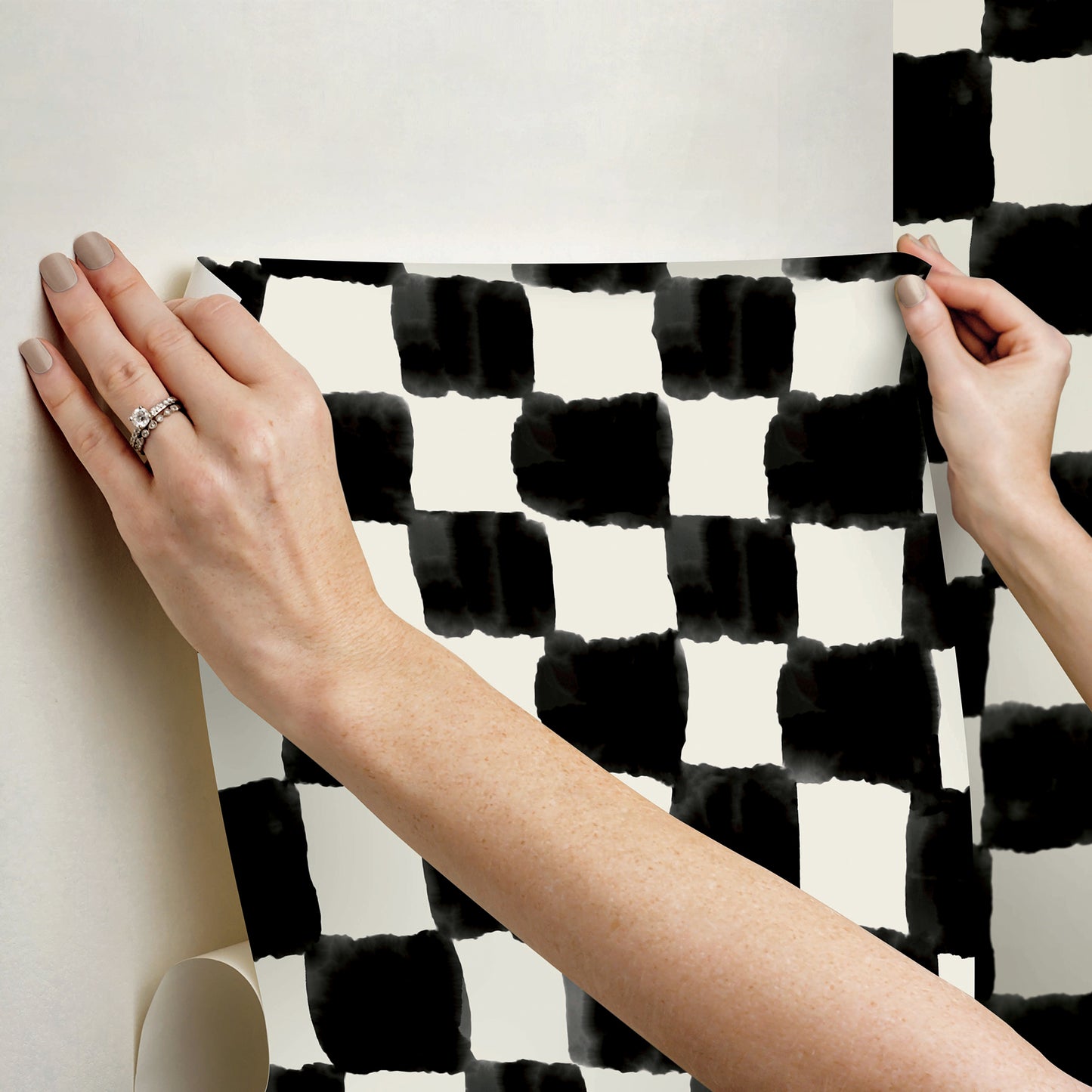 York Wallcoverings RoomMates Tess Watercolor Soft Black Checker Peel and Stick Wallpaper Modern Graphics Blacks  Wallpaper - RMK12772PLW