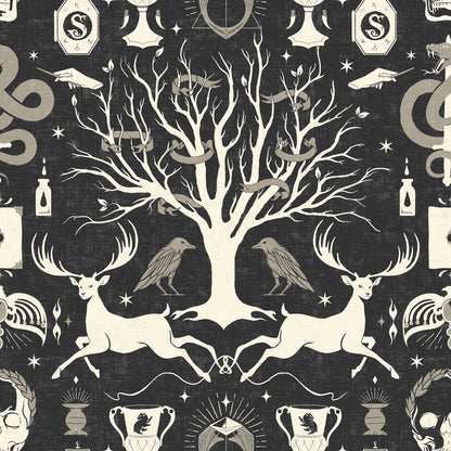 York Wallcoverings RoomMates Harry Potter Horcrux Black Damask Peel and Stick Wallpaper Modern Trees Blacks  Wallpaper - RMK12781PLW