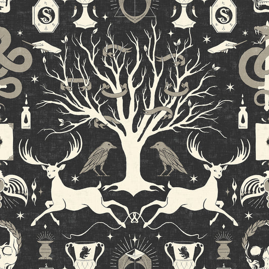 York Wallcoverings RoomMates Harry Potter Horcrux Black Damask Peel and Stick Wallpaper Modern Trees Blacks  Wallpaper - RMK12781PLW