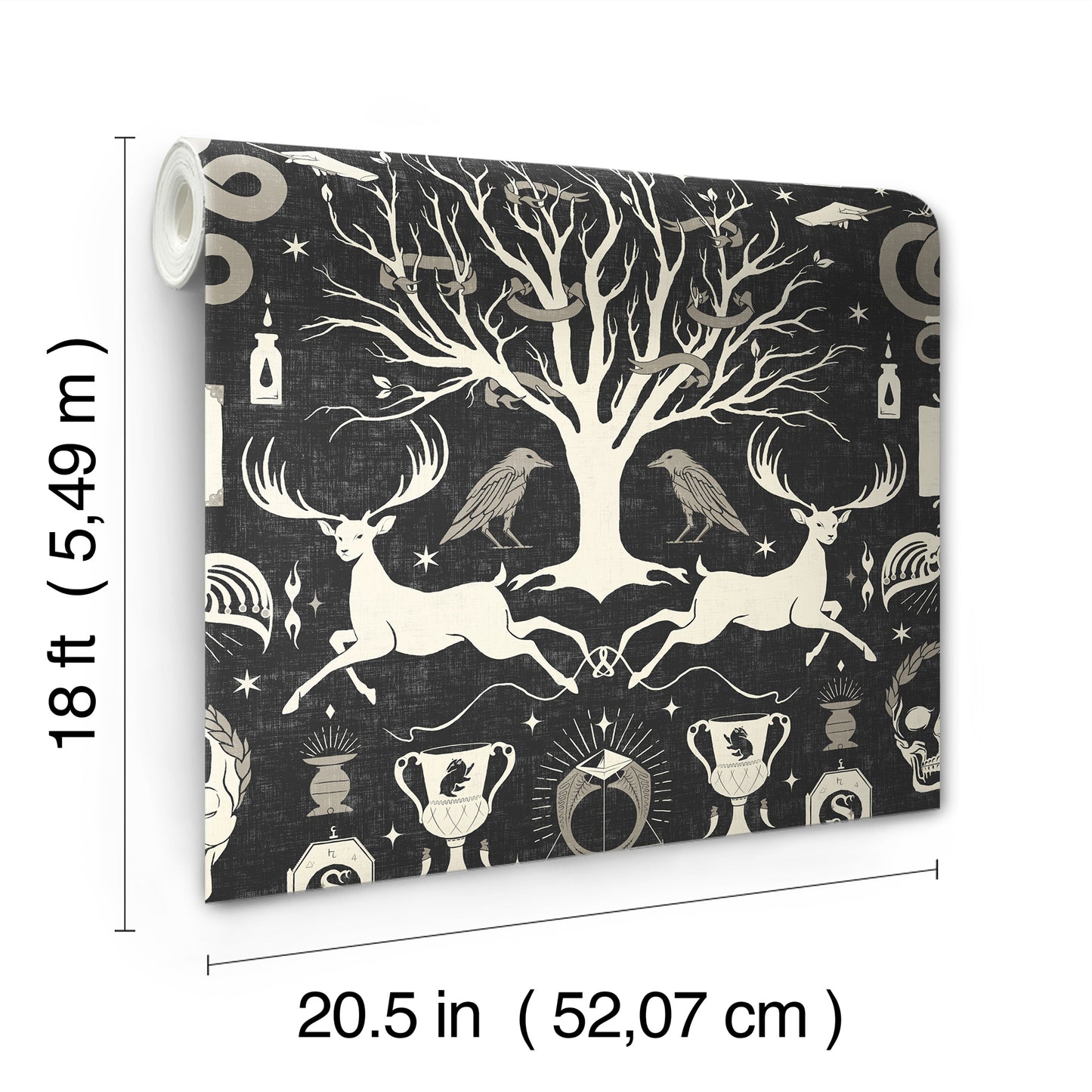 York Wallcoverings RoomMates Harry Potter Horcrux Black Damask Peel and Stick Wallpaper Modern Trees Blacks  Wallpaper - RMK12781PLW