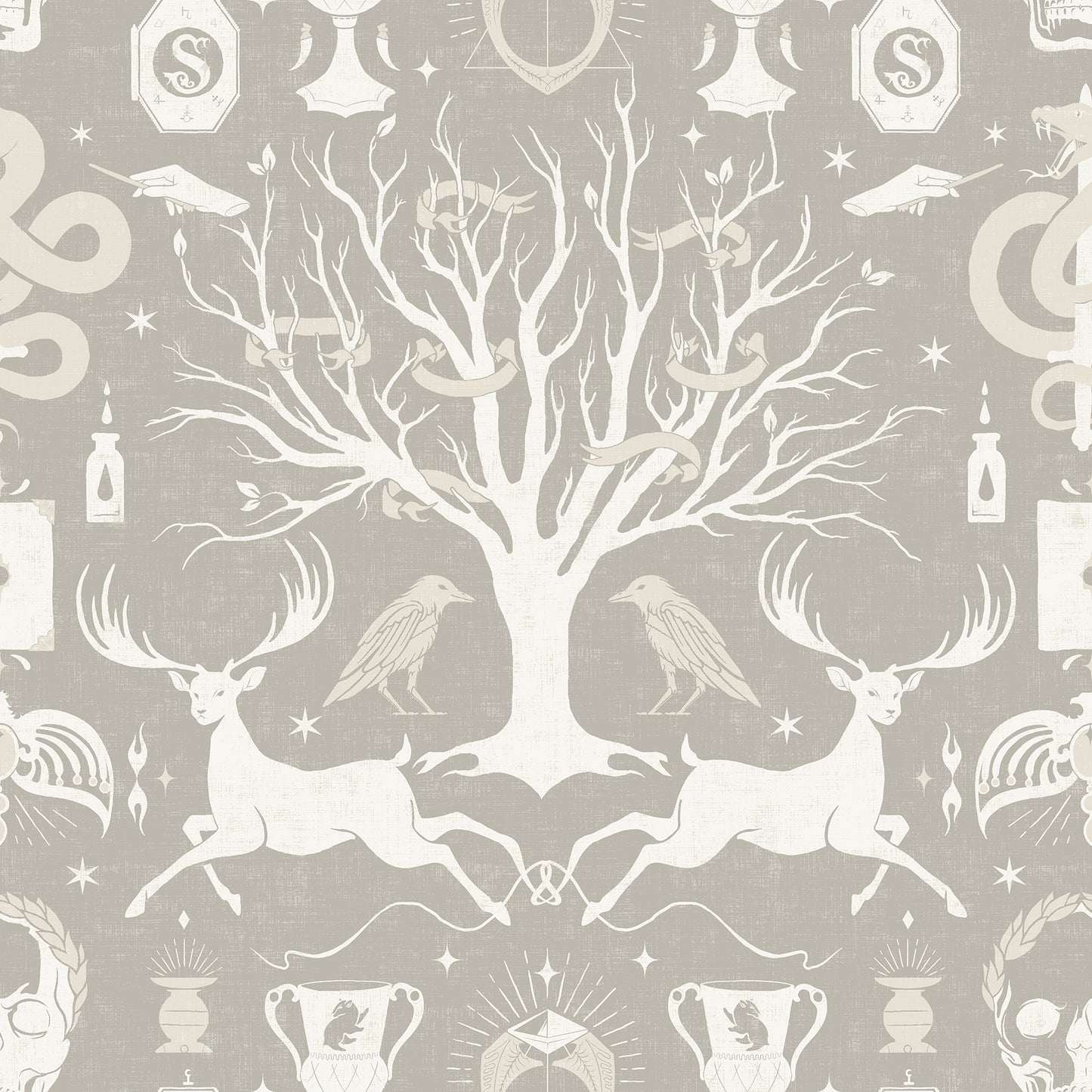 York Wallcoverings RoomMates Harry Potter Horcrux Grey Damask Peel and Stick Wallpaper Modern Trees Greys  Wallpaper - RMK12782PLW