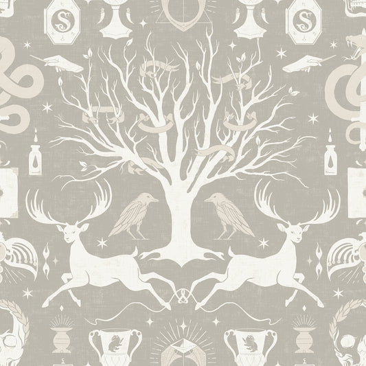 York Wallcoverings RoomMates Harry Potter Horcrux Grey Damask Peel and Stick Wallpaper Modern Trees Greys  Wallpaper - RMK12782PLW
