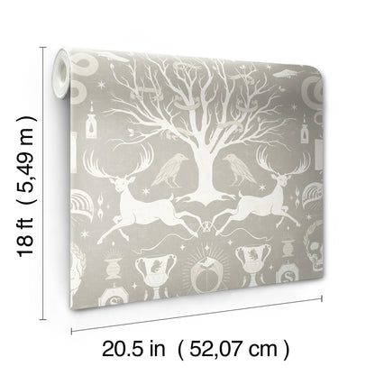 York Wallcoverings RoomMates Harry Potter Horcrux Grey Damask Peel and Stick Wallpaper Modern Trees Greys  Wallpaper - RMK12782PLW