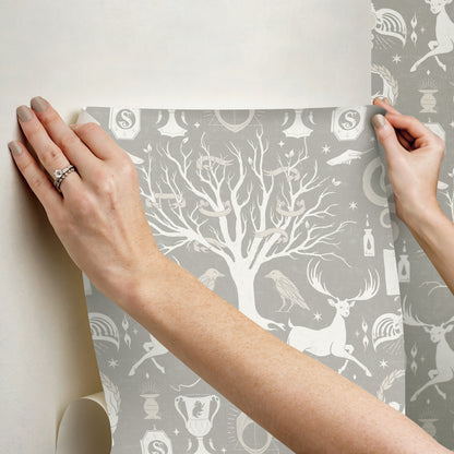 York Wallcoverings RoomMates Harry Potter Horcrux Grey Damask Peel and Stick Wallpaper Modern Trees Greys  Wallpaper - RMK12782PLW