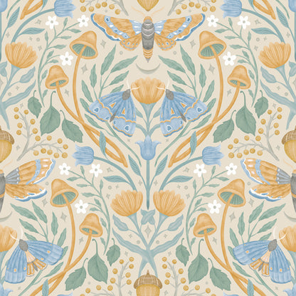 York Wallcoverings RoomMates Enchanted Forest Damask Orange Peel and Stick Wallpaper Bohemian Botanical Oranges  Wallpaper - RMK12784PLW