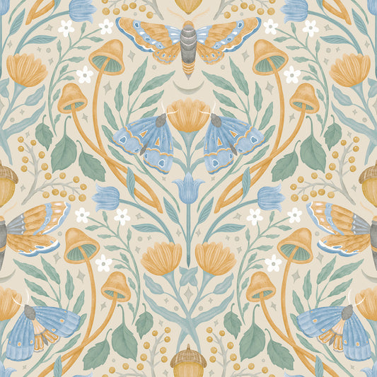 York Wallcoverings RoomMates Enchanted Forest Damask Orange Peel and Stick Wallpaper Bohemian Botanical Oranges  Wallpaper - RMK12784PLW