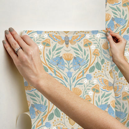 York Wallcoverings RoomMates Enchanted Forest Damask Orange Peel and Stick Wallpaper Bohemian Botanical Oranges  Wallpaper - RMK12784PLW