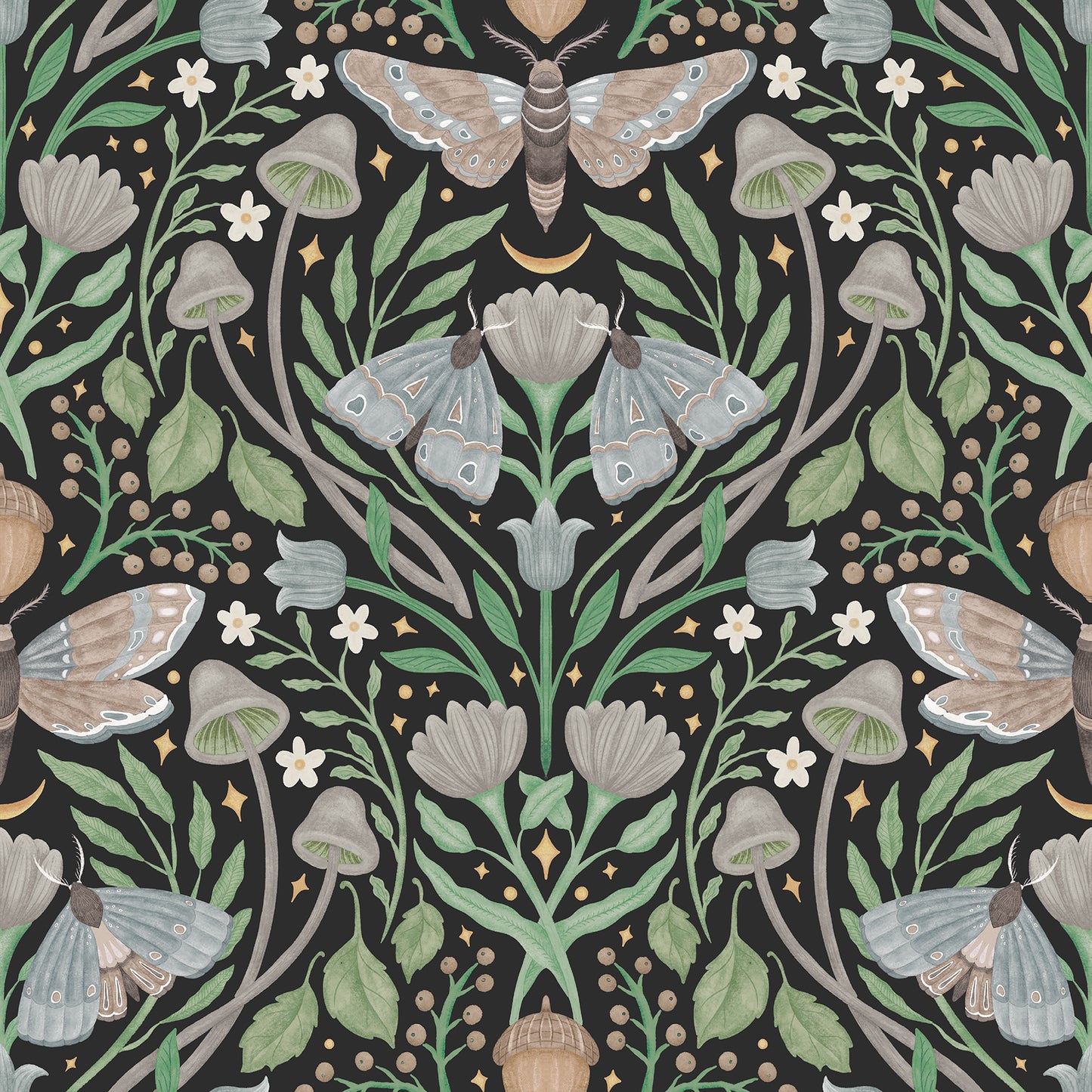 York Wallcoverings RoomMates Enchanted Forest Damask Black Peel and Stick Wallpaper Bohemian Botanical Blacks  Wallpaper - RMK12785PLW