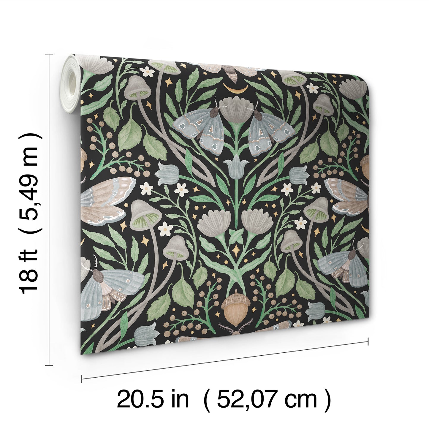 York Wallcoverings RoomMates Enchanted Forest Damask Black Peel and Stick Wallpaper Bohemian Botanical Blacks  Wallpaper - RMK12785PLW