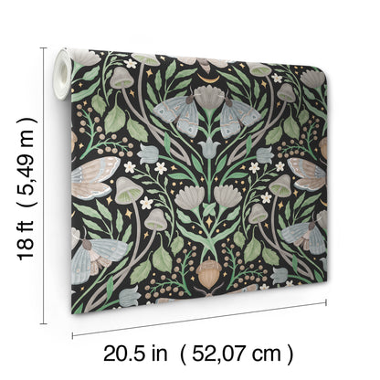 York Wallcoverings RoomMates Enchanted Forest Damask Black Peel and Stick Wallpaper Bohemian Botanical Blacks  Wallpaper - RMK12785PLW