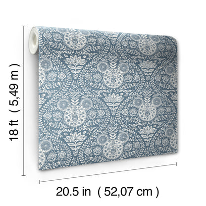 York Wallcoverings RoomMates Disney Mickey Mouse Blue Block Print Peel and Stick Wallpaper Modern Graphics Blues  Wallpaper - RMK12787PLW