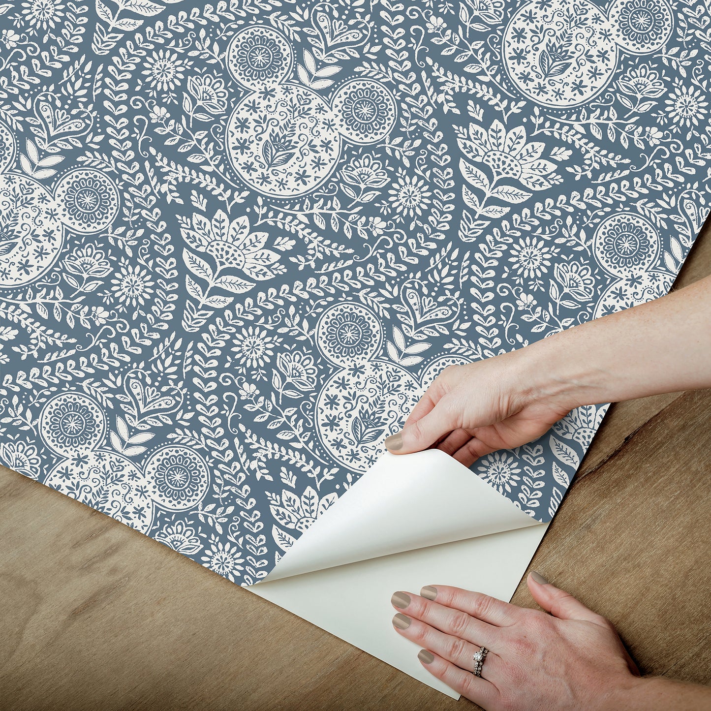 York Wallcoverings RoomMates Disney Mickey Mouse Blue Block Print Peel and Stick Wallpaper Modern Graphics Blues  Wallpaper - RMK12787PLW