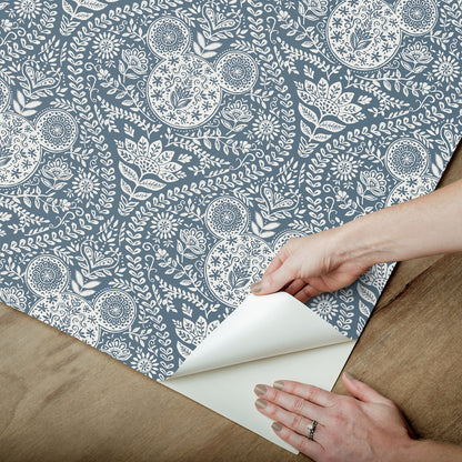 York Wallcoverings RoomMates Disney Mickey Mouse Blue Block Print Peel and Stick Wallpaper Modern Graphics Blues  Wallpaper - RMK12787PLW