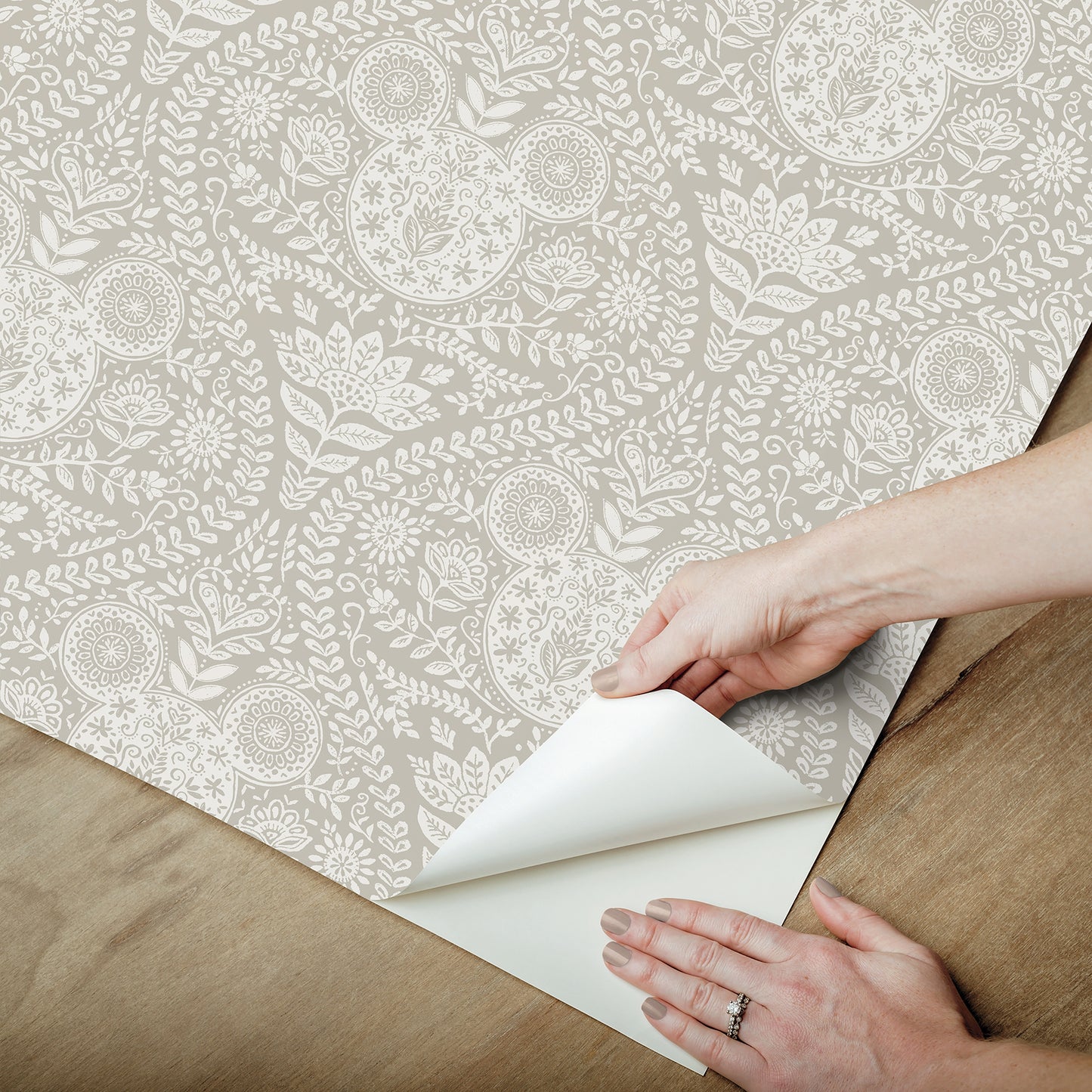 York Wallcoverings RoomMates Disney Mickey Mouse Cream Block Print Peel and Stick Wallpaper Modern Graphics Neutrals  Wallpaper - RMK12789PLW