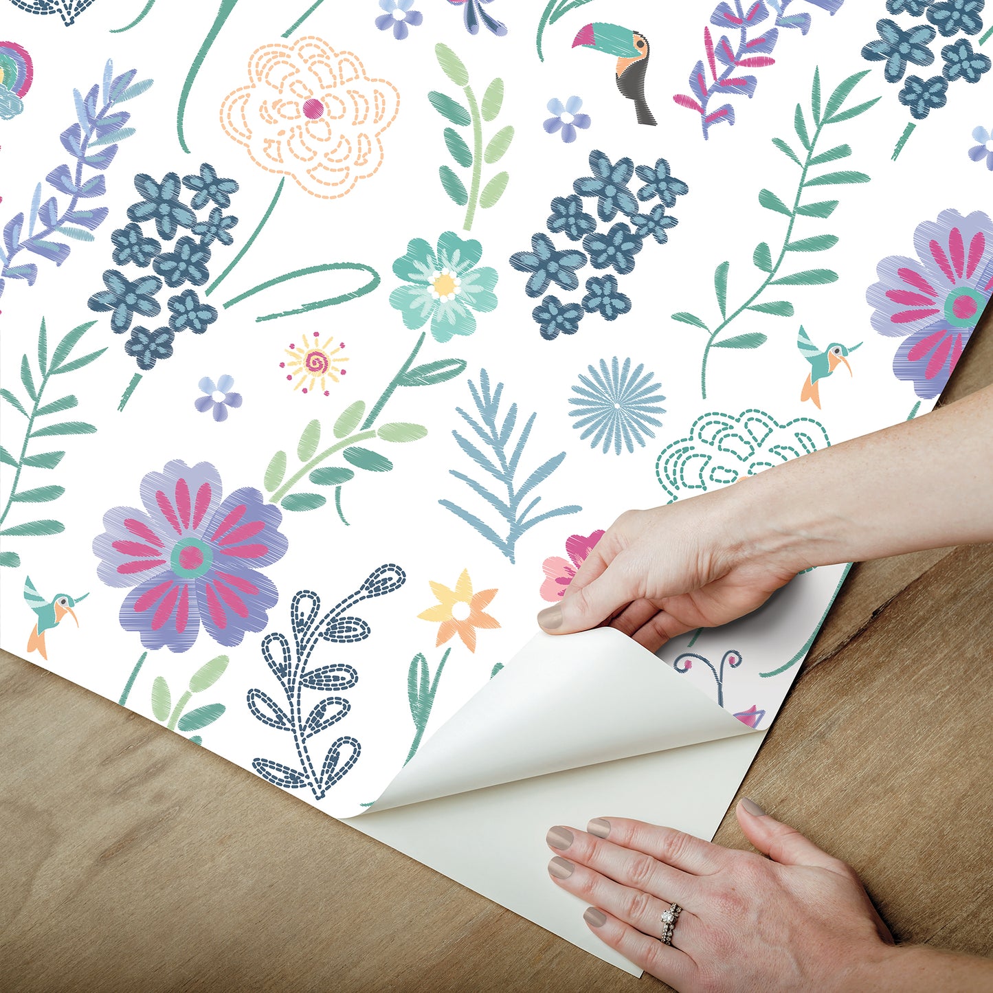 York Wallcoverings RoomMates Disney Encanto White Embroidery Floral Peel and Stick Wallpaper Modern Botanical Whites and Off-Whites  Wallpaper - RMK12791PLW