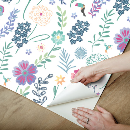 York Wallcoverings RoomMates Disney Encanto White Embroidery Floral Peel and Stick Wallpaper Modern Botanical Whites and Off-Whites  Wallpaper - RMK12791PLW