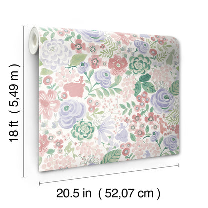 York Wallcoverings RoomMates Disney Princess Purple Watercolor Floral Peel and Stick Wallpaper Modern Botanical Purples  Wallpaper - RMK12792PLW