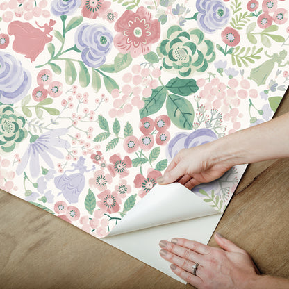 York Wallcoverings RoomMates Disney Princess Purple Watercolor Floral Peel and Stick Wallpaper Modern Botanical Purples  Wallpaper - RMK12792PLW