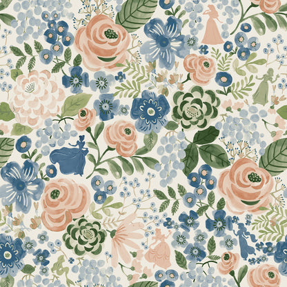York Wallcoverings RoomMates Disney Princess Blue Watercolor Floral Peel and Stick Wallpaper Modern Botanical Blues  Wallpaper - RMK12793PLW