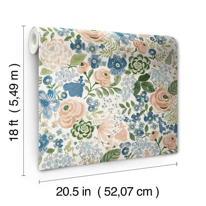 York Wallcoverings RoomMates Disney Princess Blue Watercolor Floral Peel and Stick Wallpaper Modern Botanical Blues  Wallpaper - RMK12793PLW