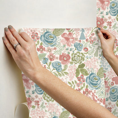 York Wallcoverings RoomMates Disney Princess Blush Watercolor Floral Peel and Stick Wallpaper Modern Botanical Pinks  Wallpaper - RMK12794PLW