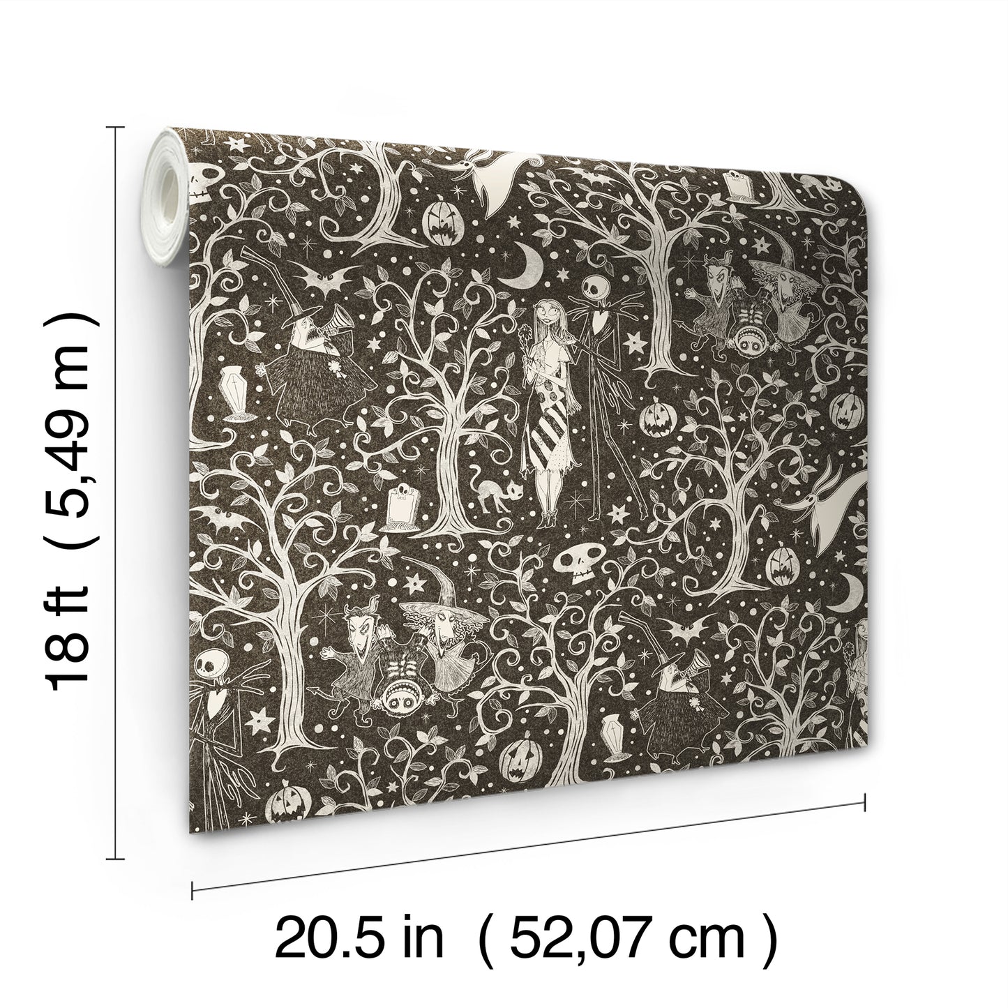 York Wallcoverings RoomMates Disney Tim Burton's The Nightmare Before Christmas Sepia Forest Peel and Stick Wallpaper Modern Trees Blacks  Wallpaper - RMK12795PLW