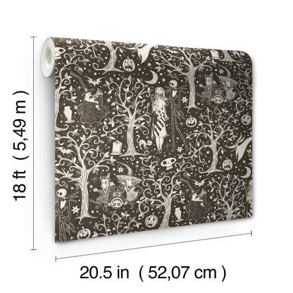 York Wallcoverings RoomMates Disney Tim Burton's The Nightmare Before Christmas Sepia Forest Peel and Stick Wallpaper Modern Trees Blacks  Wallpaper - RMK12795PLW