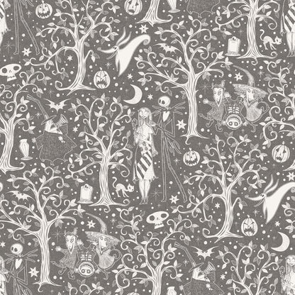 York Wallcoverings RoomMates Disney Tim Burton's The Nightmare Before Christmas Grey Forest Peel and Stick Wallpaper Modern Trees Greys  Wallpaper - RMK12796PLW