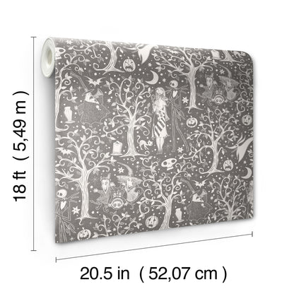 York Wallcoverings RoomMates Disney Tim Burton's The Nightmare Before Christmas Grey Forest Peel and Stick Wallpaper Modern Trees Greys  Wallpaper - RMK12796PLW
