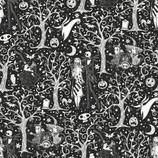 York Wallcoverings RoomMates Disney Tim Burton's The Nightmare Before Christmas Black Forest Peel and Stick Wallpaper Modern Trees Blacks  Wallpaper - RMK12797PLW