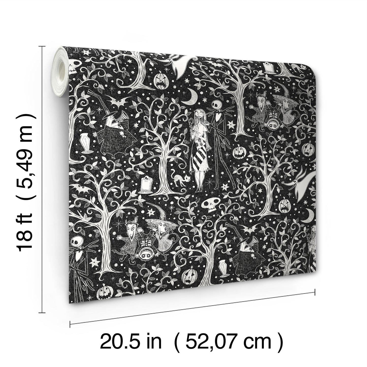 York Wallcoverings RoomMates Disney Tim Burton's The Nightmare Before Christmas Black Forest Peel and Stick Wallpaper Modern Trees Blacks  Wallpaper - RMK12797PLW