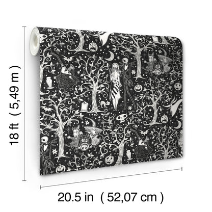 York Wallcoverings RoomMates Disney Tim Burton's The Nightmare Before Christmas Black Forest Peel and Stick Wallpaper Modern Trees Blacks  Wallpaper - RMK12797PLW