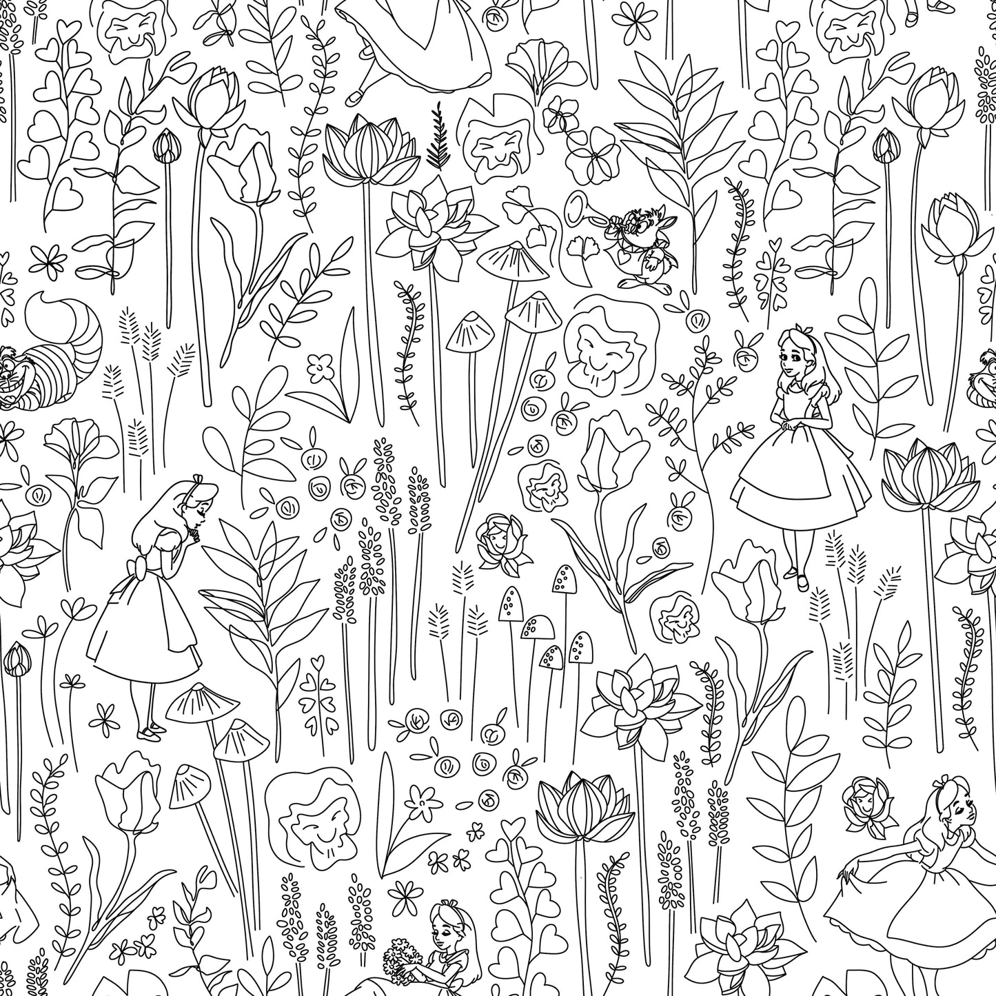 York Wallcoverings RoomMates Disney Alice in Wonderland Black Garden Peel and Stick Wallpaper Modern Botanical Whites and Off-Whites  Wallpaper - RMK12798PLW