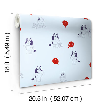 York Wallcoverings RoomMates Bluey Keepy Uppy Blue Peel and Stick Wallpaper Kids Graphics Blues  Wallpaper - RMK12800PLW