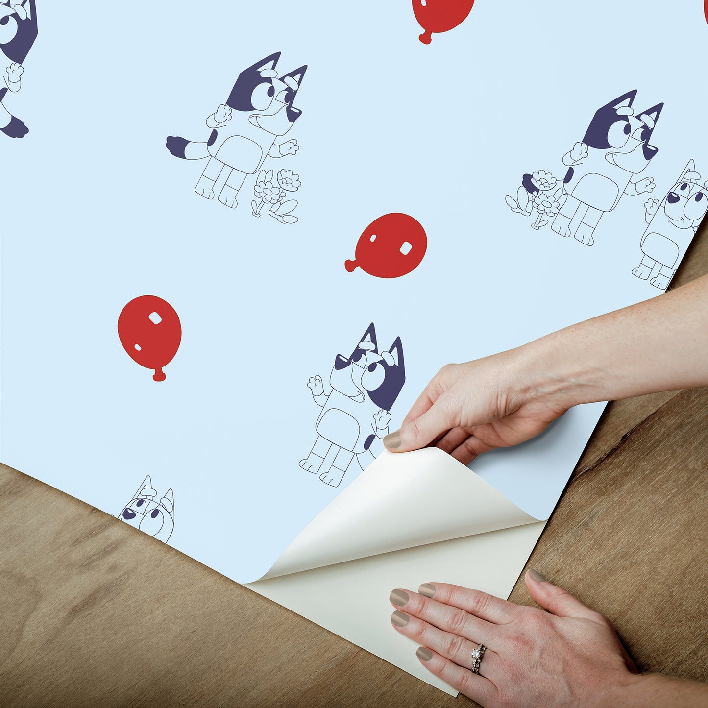 York Wallcoverings RoomMates Bluey Keepy Uppy Blue Peel and Stick Wallpaper Kids Graphics Blues  Wallpaper - RMK12800PLW