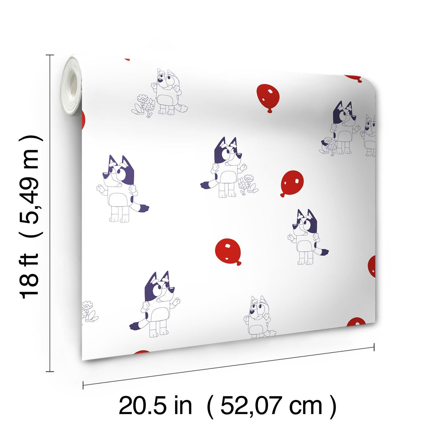 York Wallcoverings RoomMates Bluey Keepy Uppy White Peel and Stick Wallpaper Kids Graphics Whites and Off-Whites  Wallpaper - RMK12801PLW