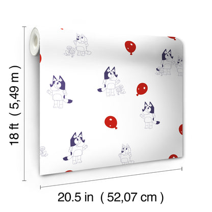 York Wallcoverings RoomMates Bluey Keepy Uppy White Peel and Stick Wallpaper Kids Graphics Whites and Off-Whites  Wallpaper - RMK12801PLW