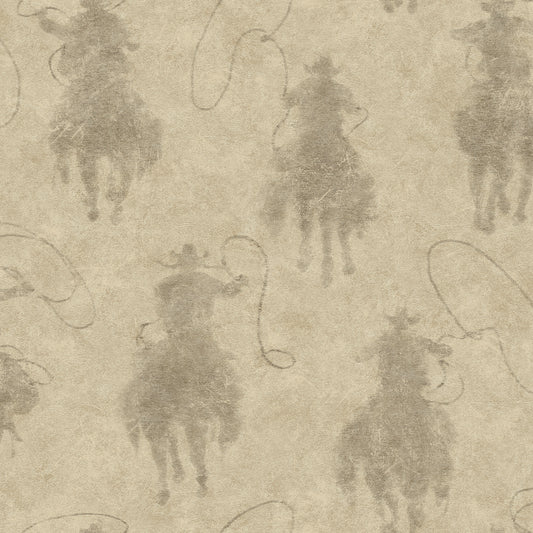 York Wallcoverings RoomMates Yellowstone Stockman Silhouette Beige Peel and Stick Wallpaper Country Graphics Browns  Wallpaper - RMK12803PLW