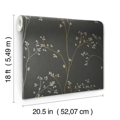 York Wallcoverings RoomMates Blossom Stripe Black Peel and Stick Wallpaper Traditional Graphics Blacks  Wallpaper - RMK12808PL